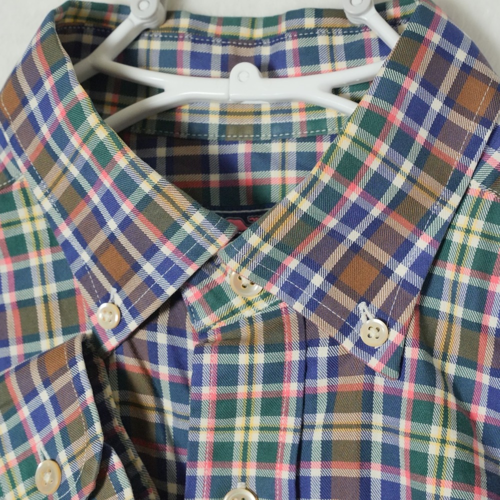Vineyard Vines Shirt‎ Men's S Green Brown Gingham Classic Fit Murray Button Down